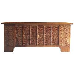 Antique Black Forest Sideboard Pine Oak Buffet Credenza Heavily Carved