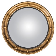 Miroir convexe rond en bois doré anglais, vers 1930