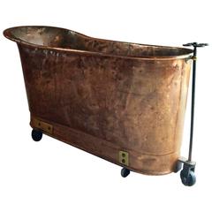 Antique French Copper Bath Victorian 19th Century Casters