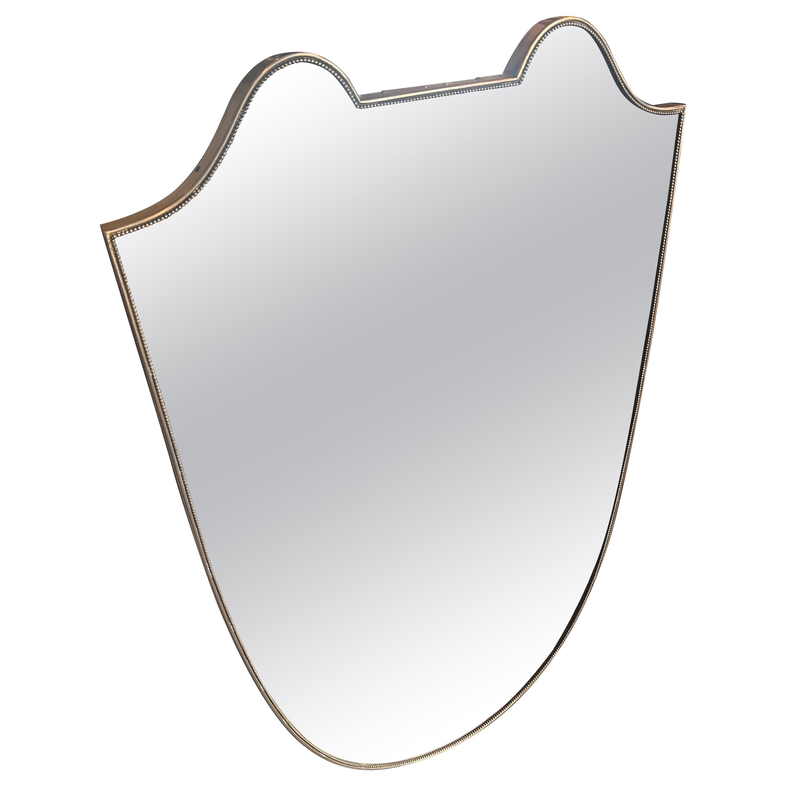 1960er Gio Ponti Stil Mid-Century Modern Shield Shaped Italian Big Wall Mirror