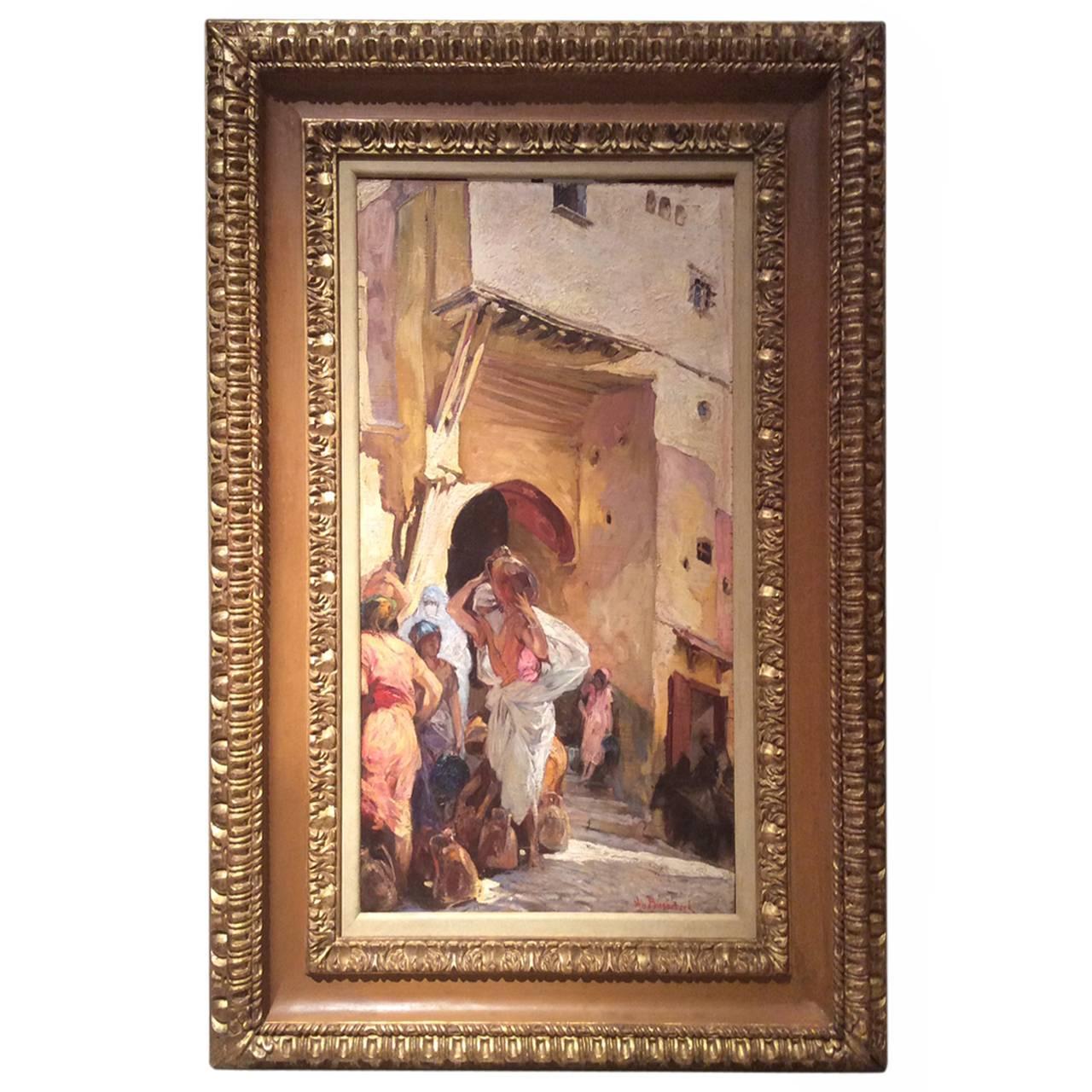 Main Gate of The Casbah, Oil on Panel Signed Jules Van Biesbroeck, 1873-1965