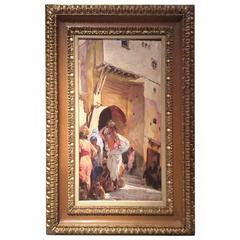 Main Gate of The Casbah, Oil on Panel Signed Jules Van Biesbroeck, 1873-1965