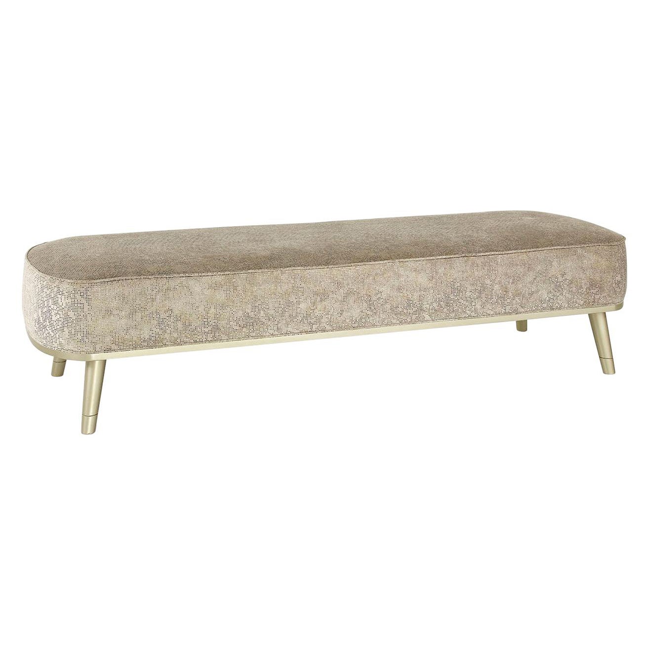 Fantastica panchina con gambe in Wood laccate e piedi in ottone