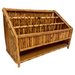 Vintage Bamboo Letter Holder Desk Organizer