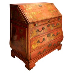 1850s Chinese Lacquered Style Secretaire with Decoration of Traditional Scenes