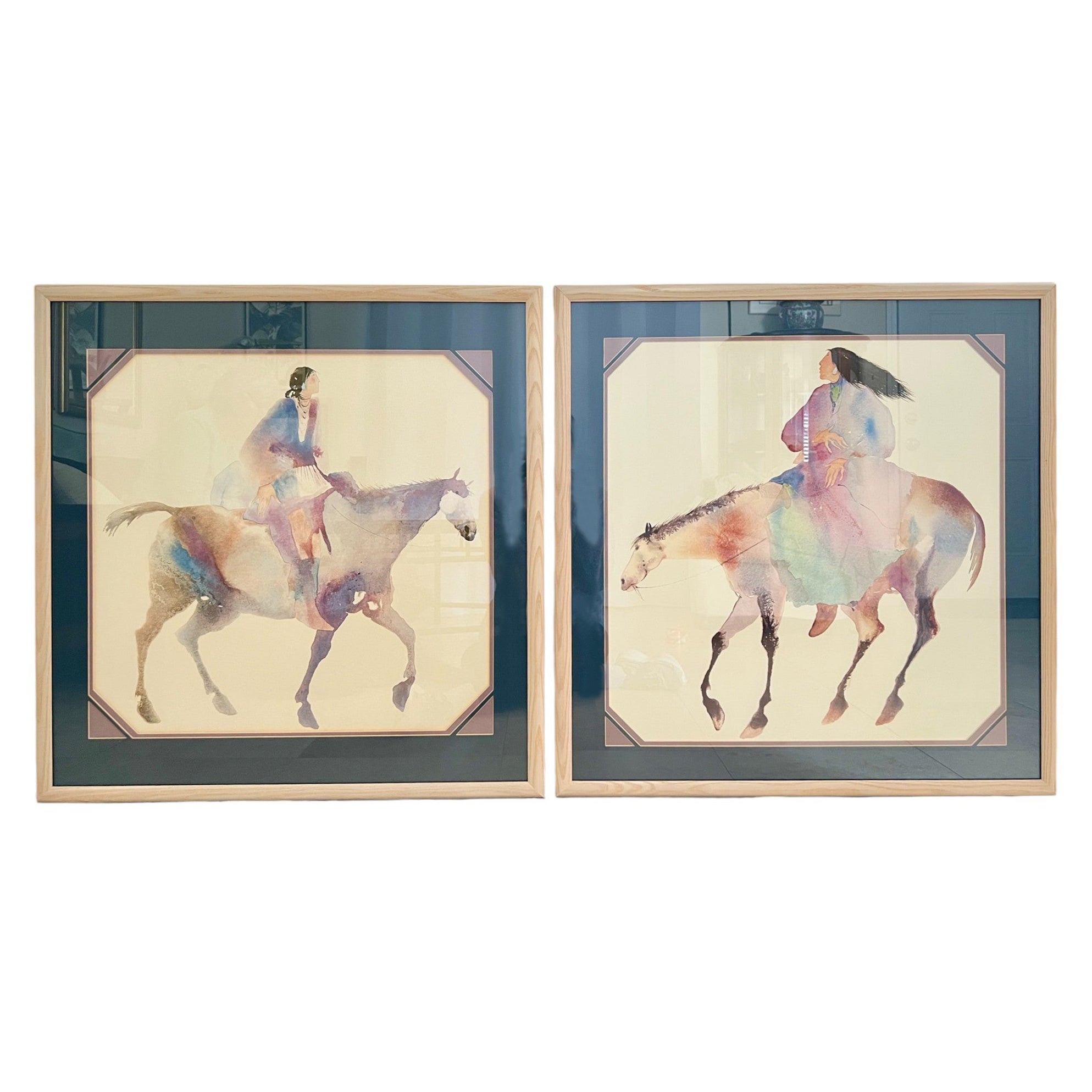 Carol Grigg, Aquarell-Lithographien der amerikanischen Ureinwohner, ein Paar
