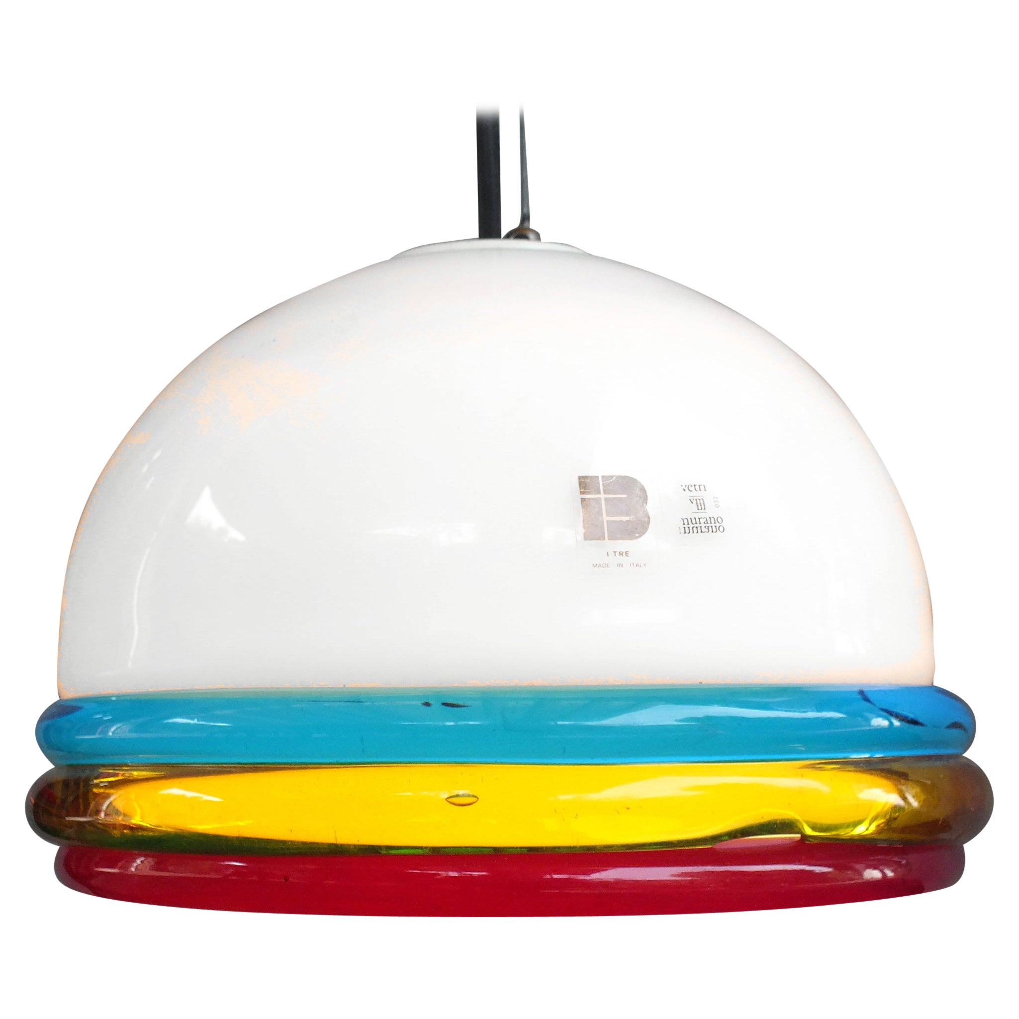 Lampada da soffitto ITRE Murano Italia in vetro cordonato fatto a mano design anni '70