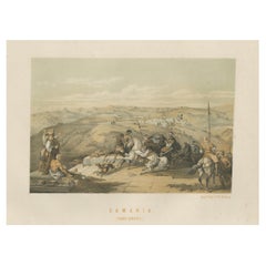 Antique 19th-Century Chromolithograph of Samaria, Israël – Historical Biblical Scene