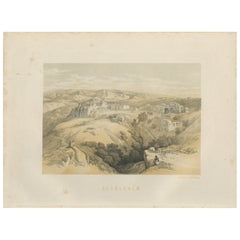 Chromolithographie du XIXe siècle représentant Bethléem - Paysage biblique de 1862
