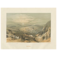 Antique 1862 Chromolithograph of Cana – Biblical Landscape in Southern Lebanon