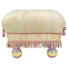 Vintage Mackenzie Childs Tufted Upholstered Footstool