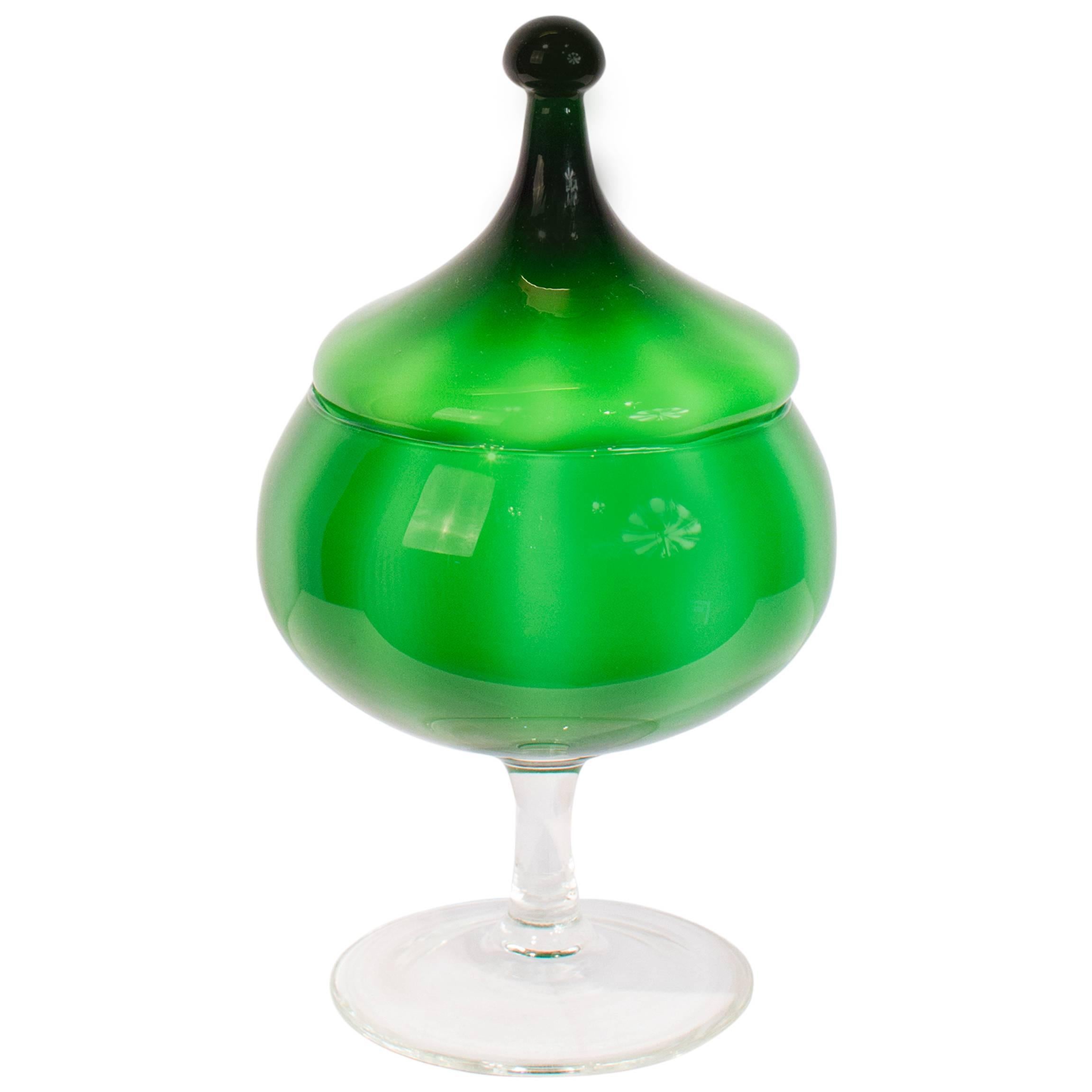 Empoli Art Glass Apothecary Jar For Sale