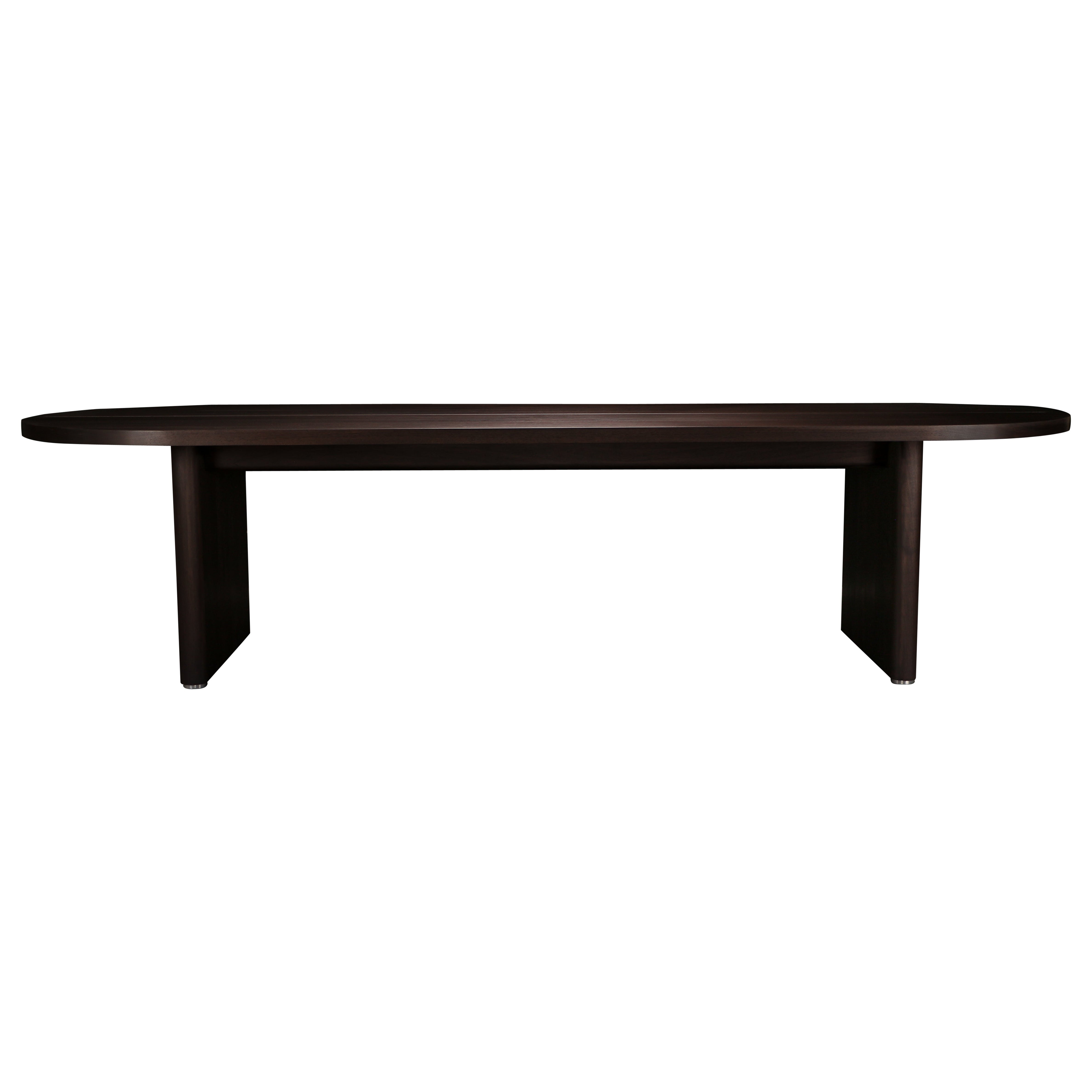 AURUM Esstisch von AMBROZIA, oxidiertes Nussbaumholz und poliertes Aluminium (10ft) im Angebot