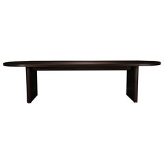 Table de salle à manger Aurum par AMBROZIA, noyer oxydé et aluminium poli (10ft)