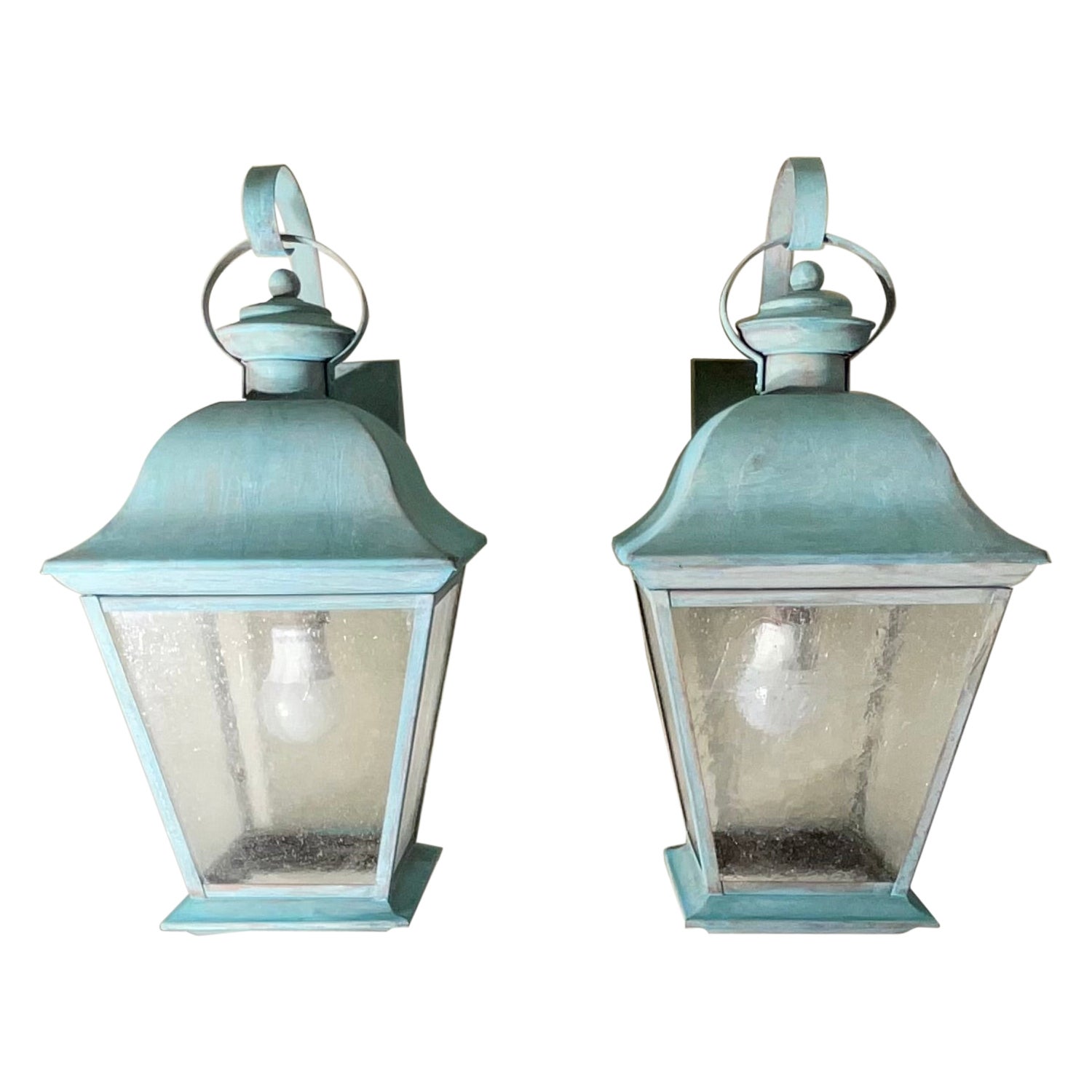 Coppia di lanterne antiche in ottone massiccio - Eleganza senza tempo per la tua casa