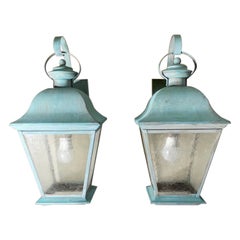 Pareja de faroles antiguos de latón macizo - Elegancia atemporal para tu hogar