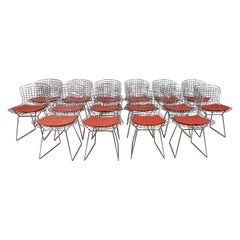 Grand ensemble de 16 chaises de salle à manger vintage Modèle 420 par Harry Bertoia pour Knoll