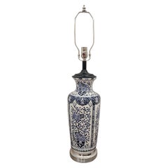 Lampada da tavolo singola in porcellana bianca e blu