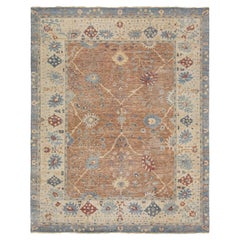 The Modernity Tabriz Style Tapis indien en laine fait à la main à Brown