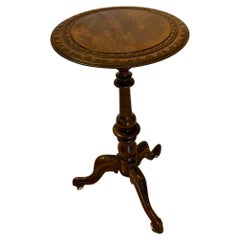 Antique Victorian Quality Carved Burr Walnut Circular Lamp Table