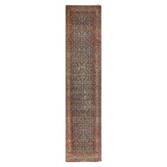Antique Persian Mahal Extra-Long Runner Rug with Floral Patterns  Rug & Kilim