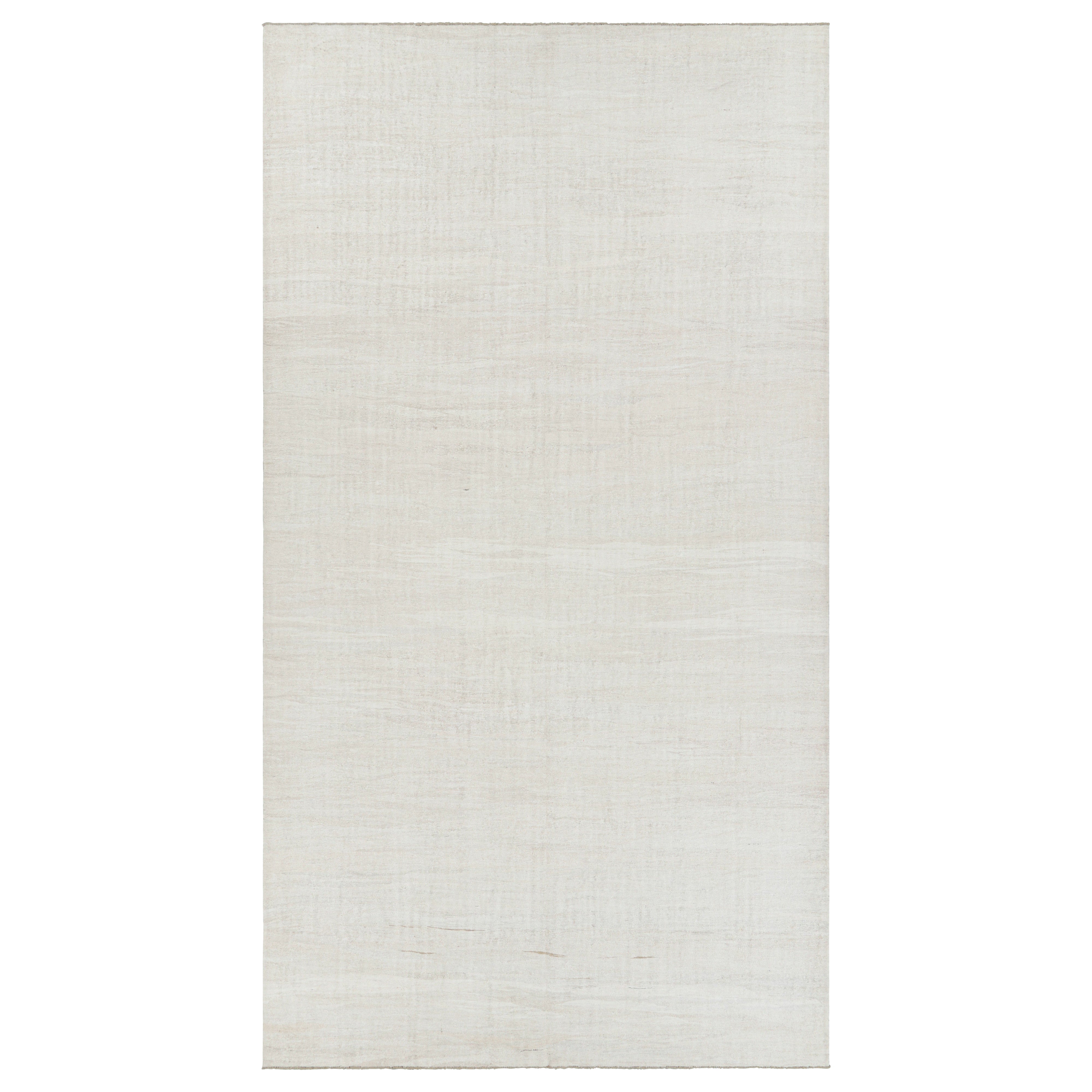 Oversized Vintage Solid Kilim in White and Cream Tones  Rug & Kilim