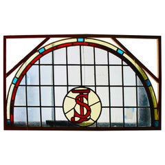Arched Church Window w/ Monogram 66" x 39"