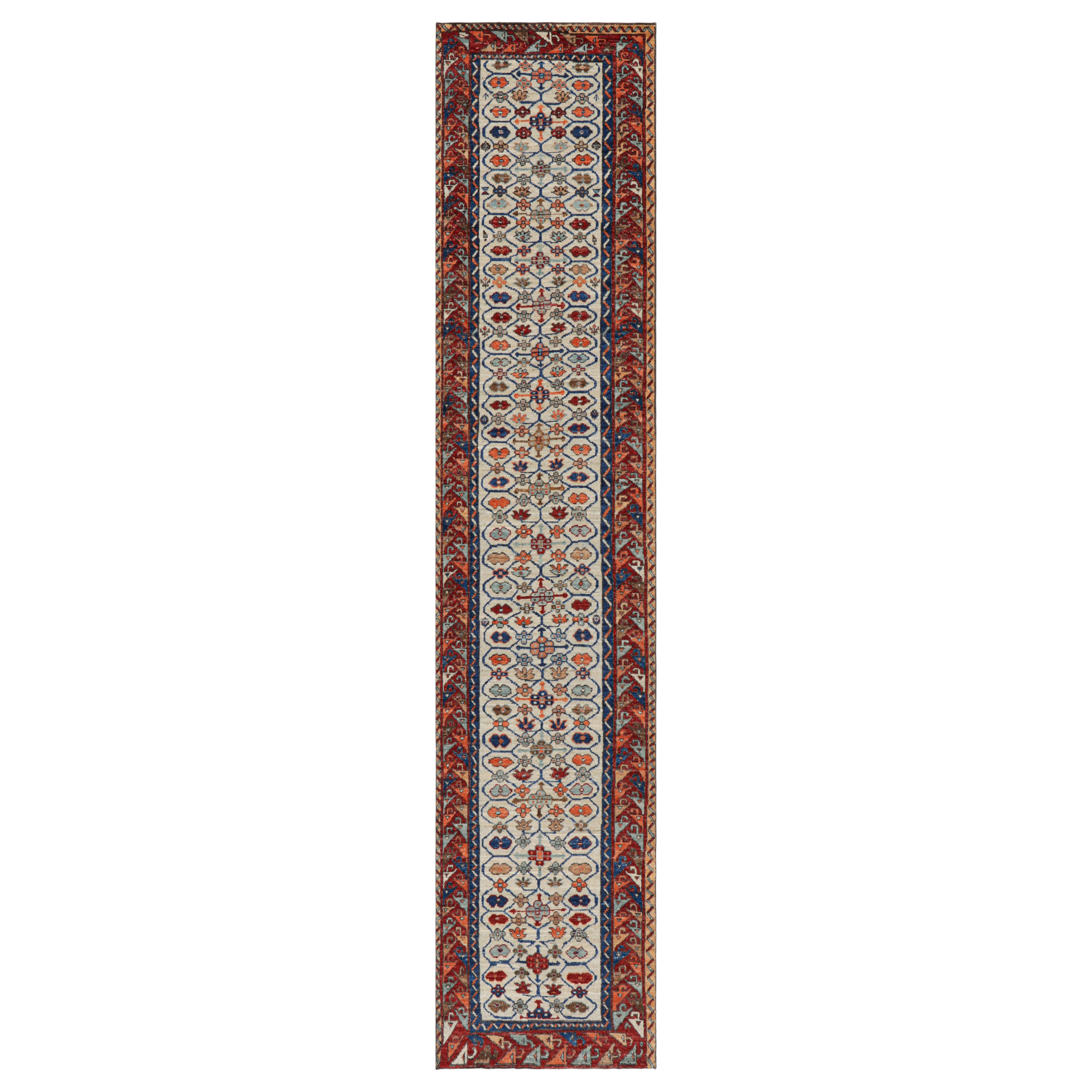 Rug & Kilim's Kaukasischer Moghan Kazak Stil Läufer Teppich mit Blumenmustern