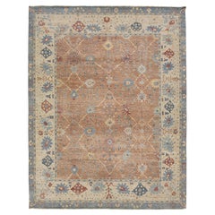 Tapis indien en laine fait à la main de style The Modernity de Brown Apadana
