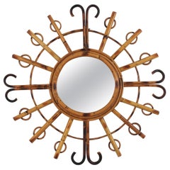 1950er Jahre Französisch Riviera Rattan Sunburst Starburst Spiegel
