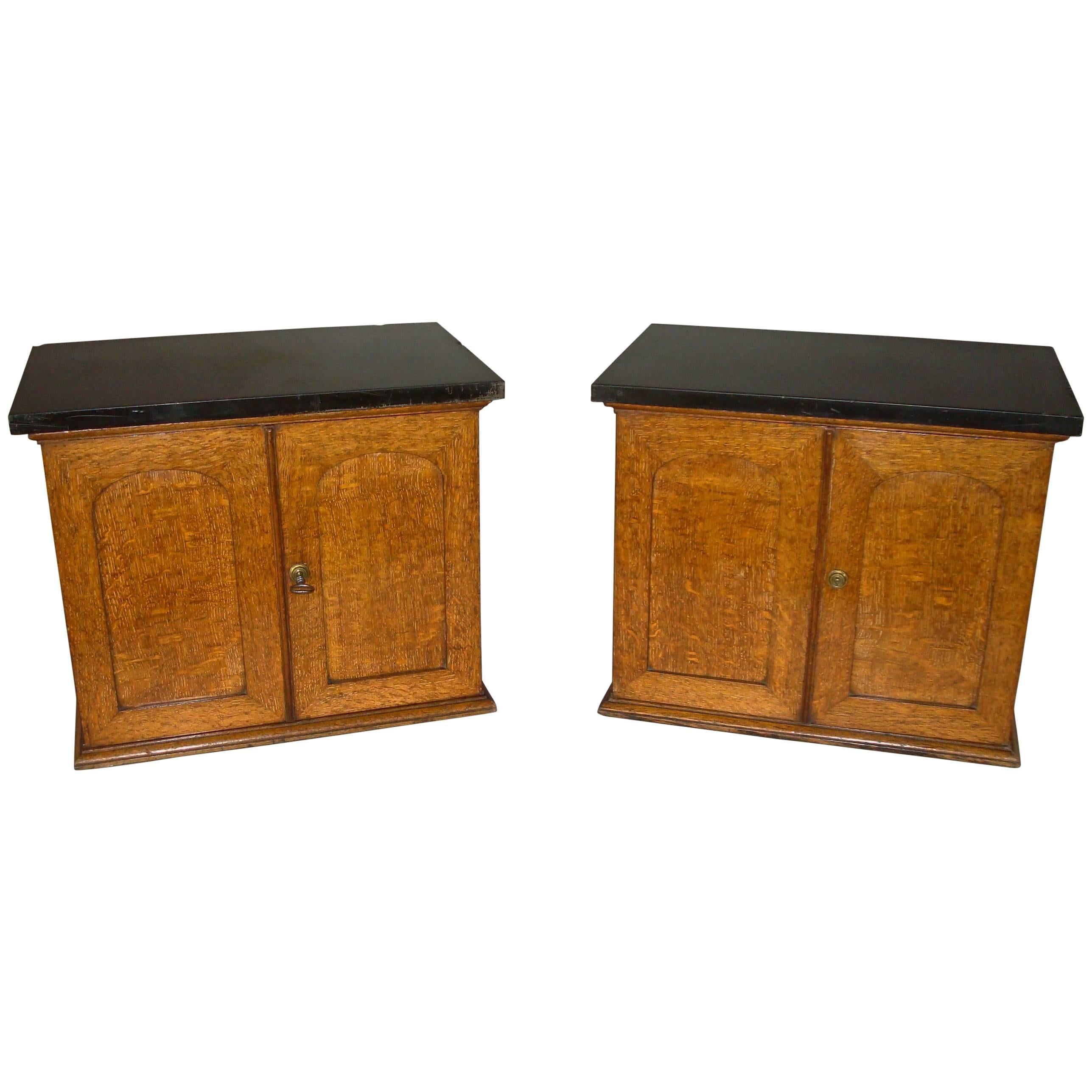 19th Century Pair of Golden Oak Table Cabinets For Sale