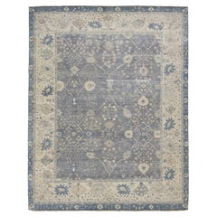 Blue Apadana's Modern Mahal Style Handmade Indian Wool Rug
