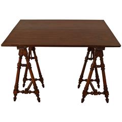 Antique Italian Walnut and Rosewood Tall Adjustable Drafting Table, 19th Century