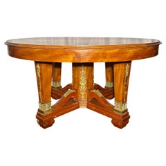 Antique French Mahogany Center Table Extends to 11 ft Dining Table, Circa 1870.