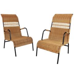 Two 1950s Rattan Armchairs in the Style of Louis Sognot 5