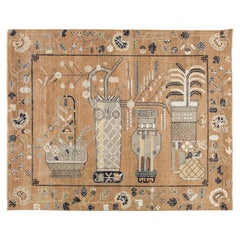 8 x 10 Apadana's Modernity Samarkand Style Handmade Indian Wool Rug In Brown (tapis de laine indien fait à la main)