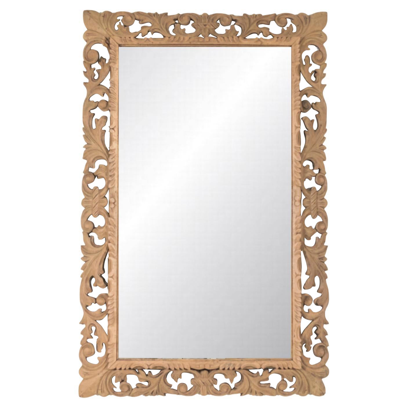Specchio a cuscino in stile Luigi XIV in Oak sbiancato francese del XIX secolo in vendita