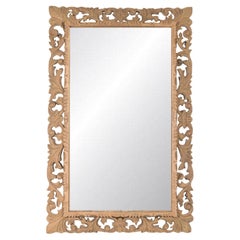19th Century French Bleached Oak Louis XIV Style Cushion Mirror