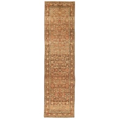 Persischer Farahan Läufer Teppich - Wolle Braun Elfenbein Rot Design - 75546