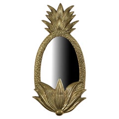 Vintage Brass Pineapple Shaped Wall Mirror, 1970s