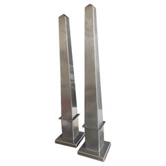 Big Pair of Inox Obelisks Attributed to Maria Pergay, France 1970.