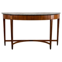 Rare Large 1940s Console by Paolo Buffa in Oak and Green Alpi Marble