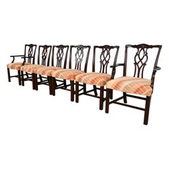 Kindel Furniture Georgian Carved Mahogany Dining Chairs, Set of Six