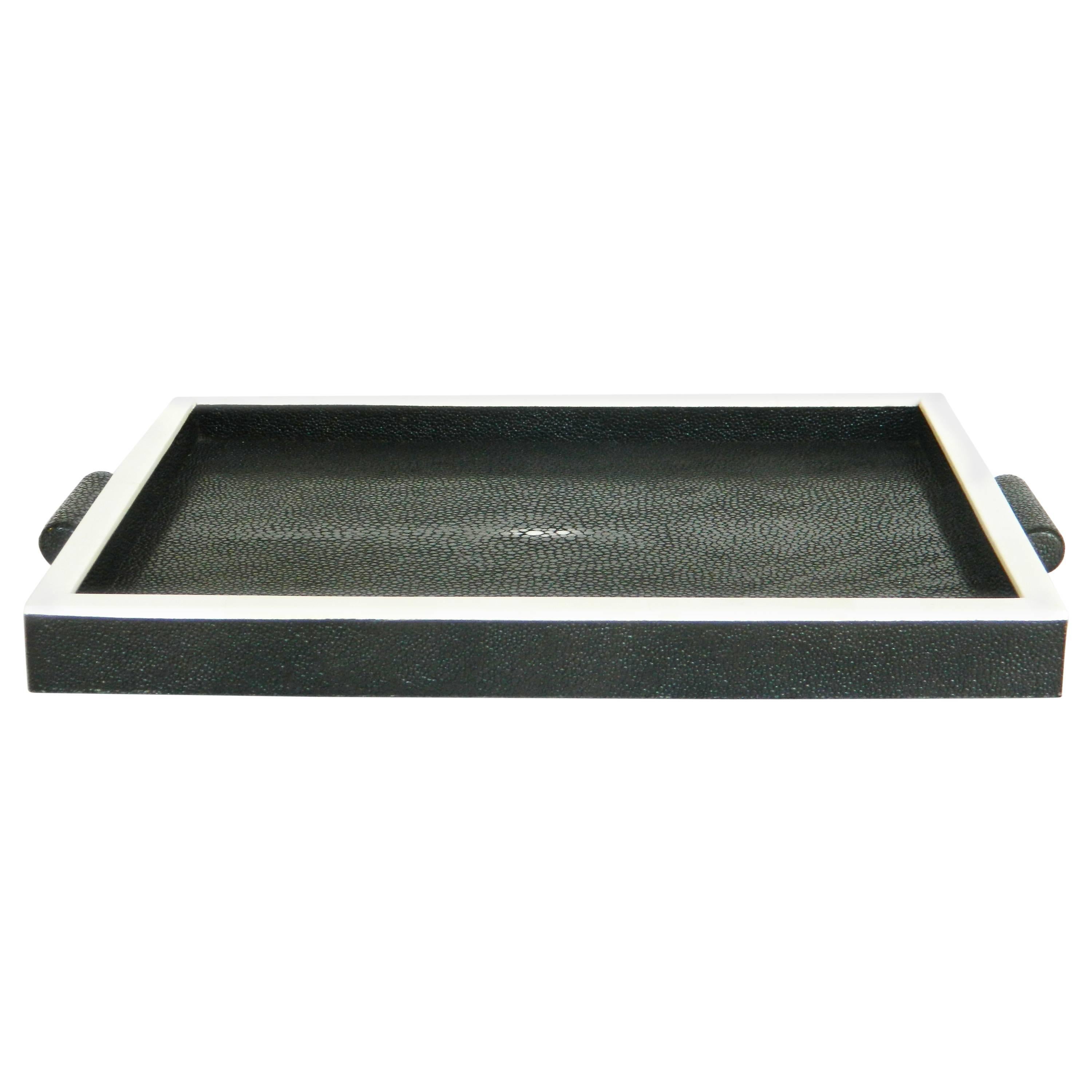 Genuine Shagreen and Bone Inlay Tray  For Sale