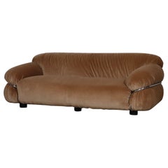 Sesann two seater sofa in velvet by Gianfranco Frattini for Cassina Italy 1969