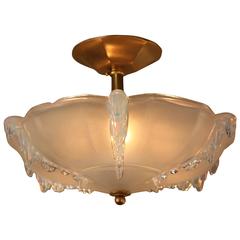 Art Deco Opaline Glass Flush Mount Chandelier by Ezan