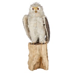 Large Silver, Quartz and Glass Model of an Owl Attributed to Asprey