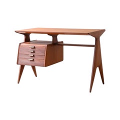 Petit bureau élégant des années 1940 avec montants latéraux extraordinaires