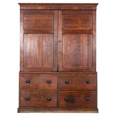 Large English George III Oak Housekeepers Cupboard