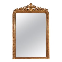 Very large 19th century French mirror in gilded and carved wood H. 200 cm